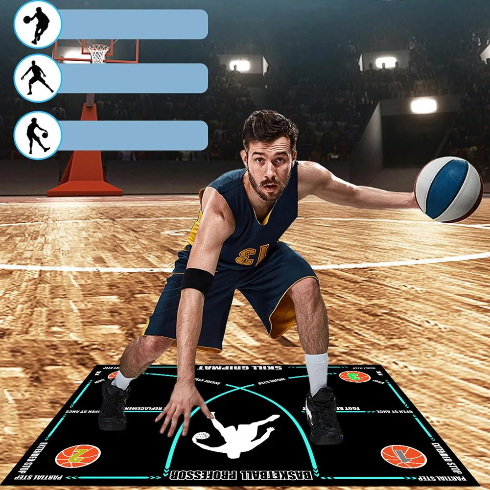 

Basketball Dribble Trainer Non-Slip Basketball Footstep Mat Shock Absorbing Silent Ball Control Training Mat for Youth and Adult