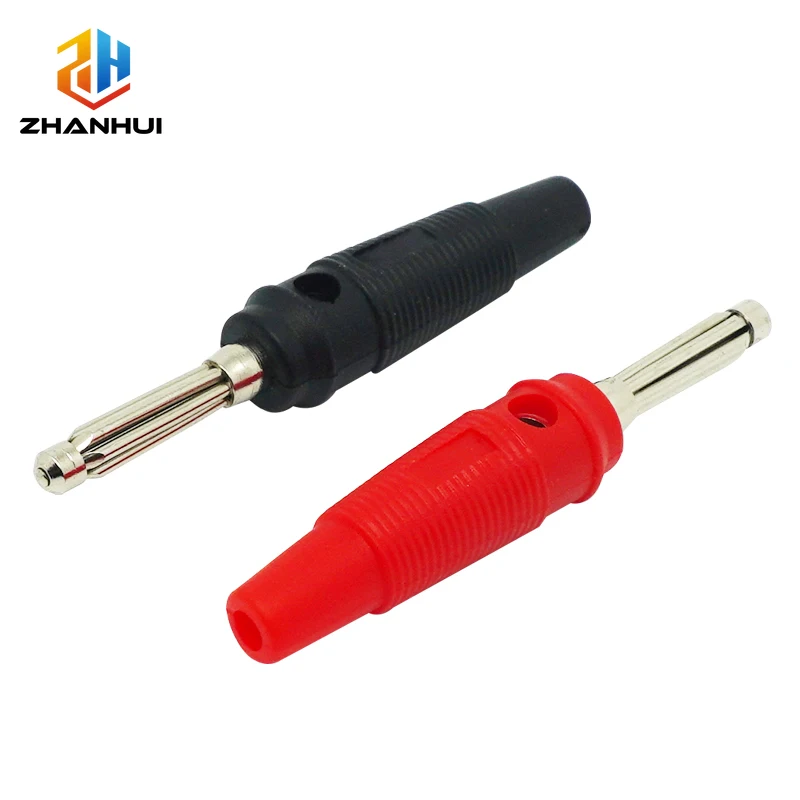 5 Pairs (10 Pcs) 4mm 32A Solderless Side Stackable Banana Plug - Insulated Shrouded High Current Power Connector