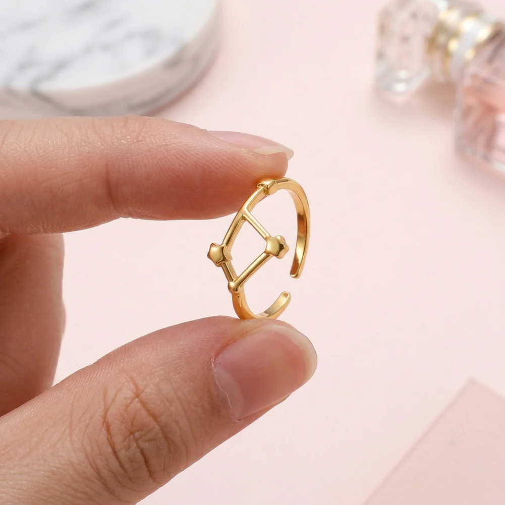 

Retro Golden Ring Adjustable Star Symbol Ring Couple Set Electroplated Alloy Jewelry Gift Student Matching Band with Opening
