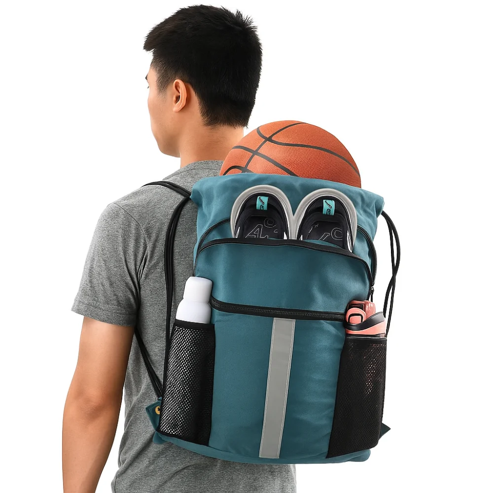 

Nylon Sport Gym Bag Large Capacity Ultralight Drawstring Knapsack Multifunctional Adjustable Straps Mountaineering Bag
