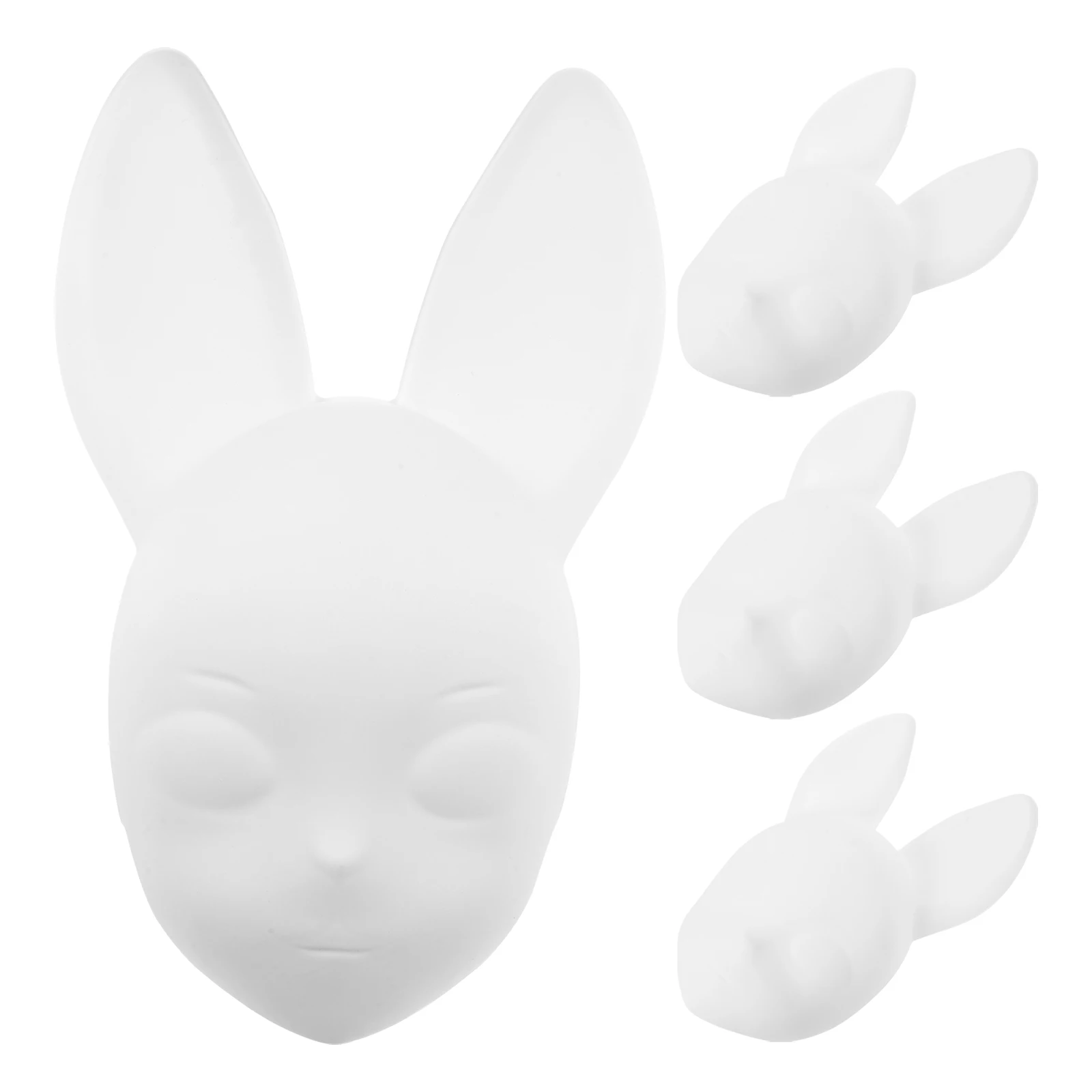 

4pcs Rabbit Facial Mask DIY Blank Props Halloween Masquerade Unfinished Hand Paintable Plastic Masks White Toy