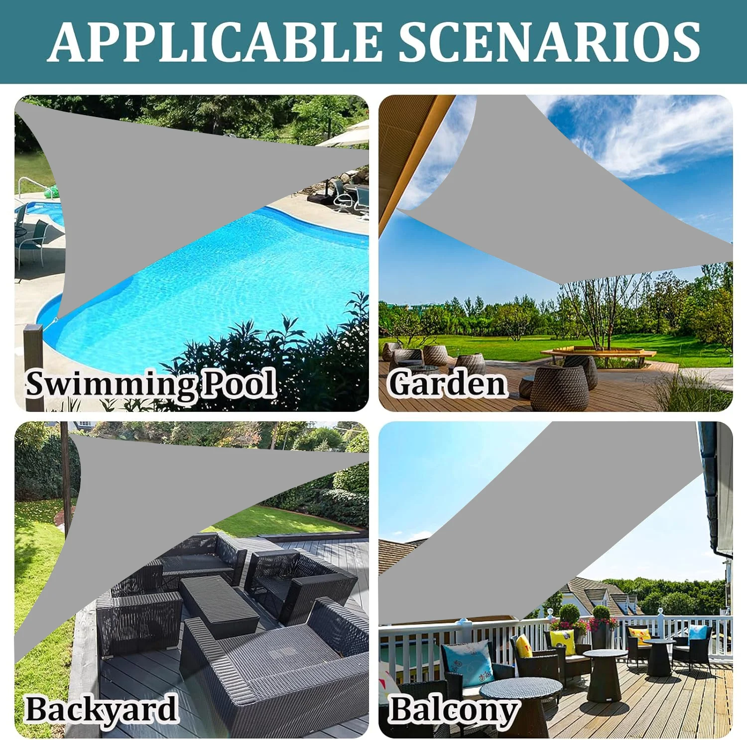 Outdoor Awnings Waterproof Sun Shade Sail Garden Canopi For Terrace Car Canvas Awning Rectangle Pool Sun-Shelter Sunshade Sail