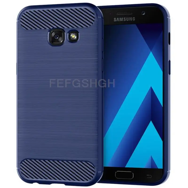 Carbon Fiber Brushed Soft Protective Case For Samsung Galaxy A5 2017 A5200 A520F Ring Stand Holder Shockproof Phone Cover