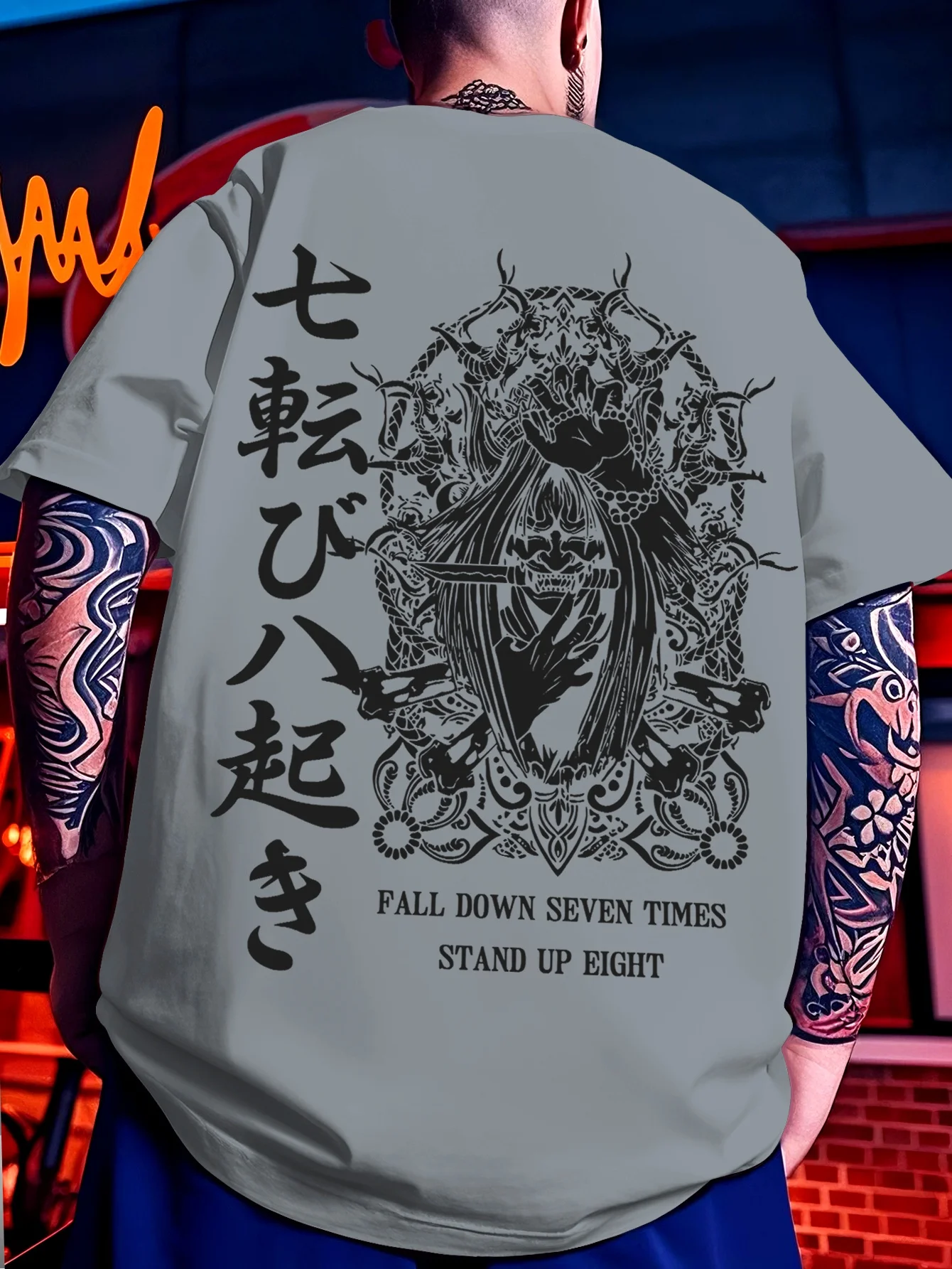 Deep Abyss Gazing Pattern Printed Men's Casual Sporty Street Y2K Style Retro Trend Summer 100% Pure Cotton Men's T-shirt