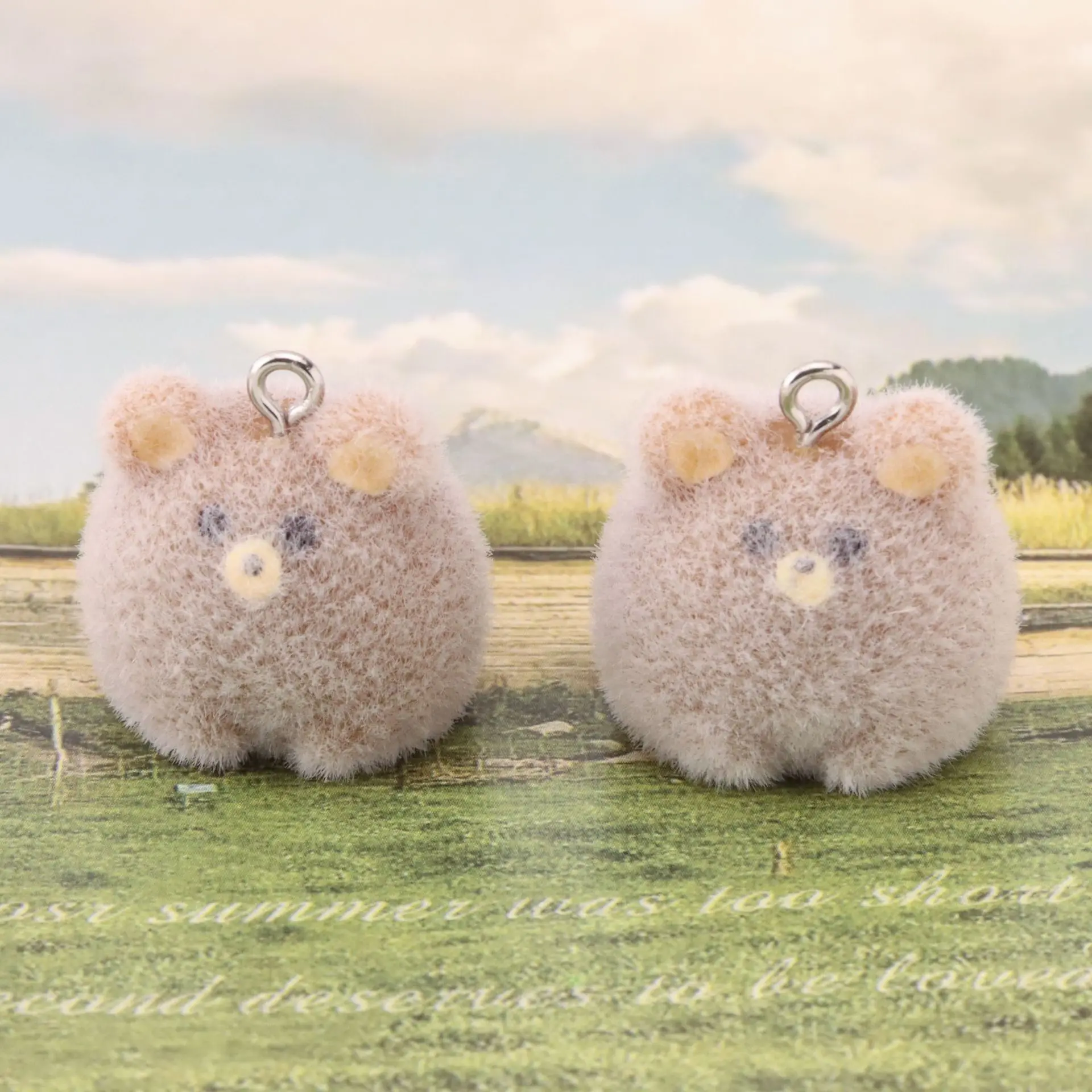 20 pezzi 3D floccaggio orso in resina fascino animale peluche pendenti per collana creazione di gioielli accessori fatti a mano fai da te all'ingrosso