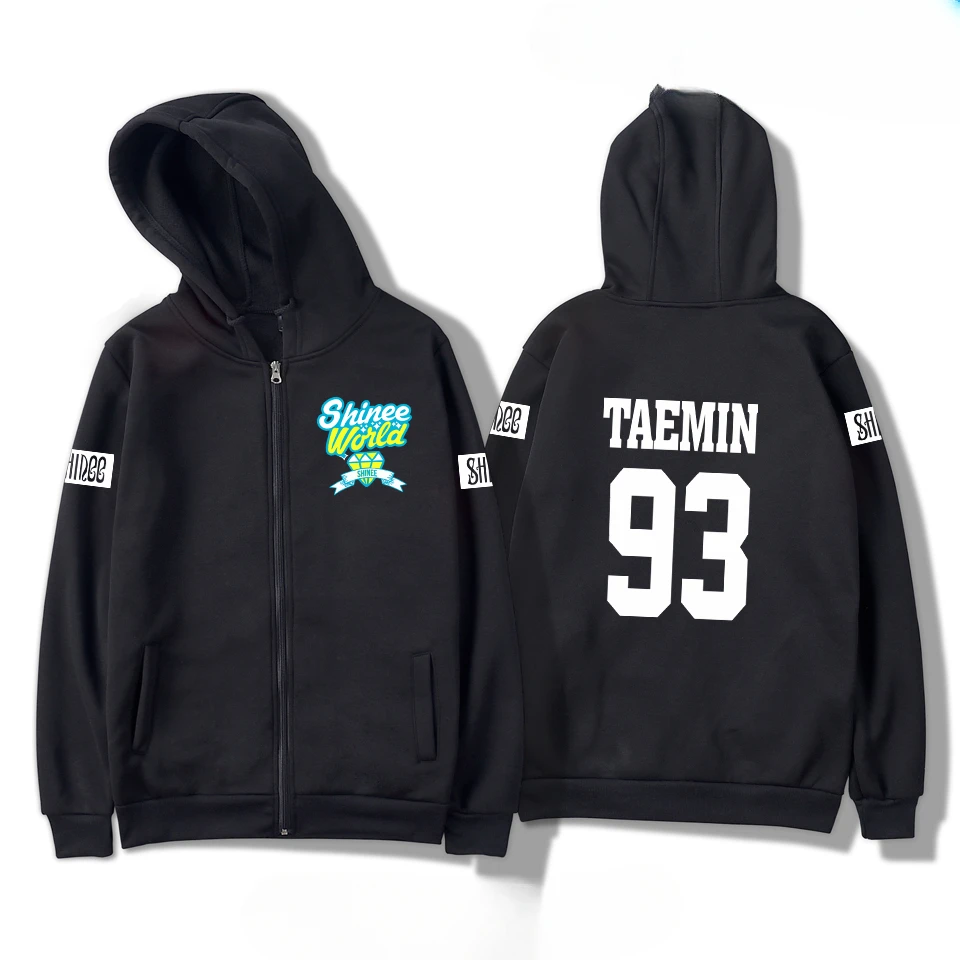 

K-POP SHINEE Zip Up Women/Men Hoodie Sweatshirt Taemin Jonghyun Key Minho Onew Long Sleeve Zipper Hooded Jacket KPOP Clothes