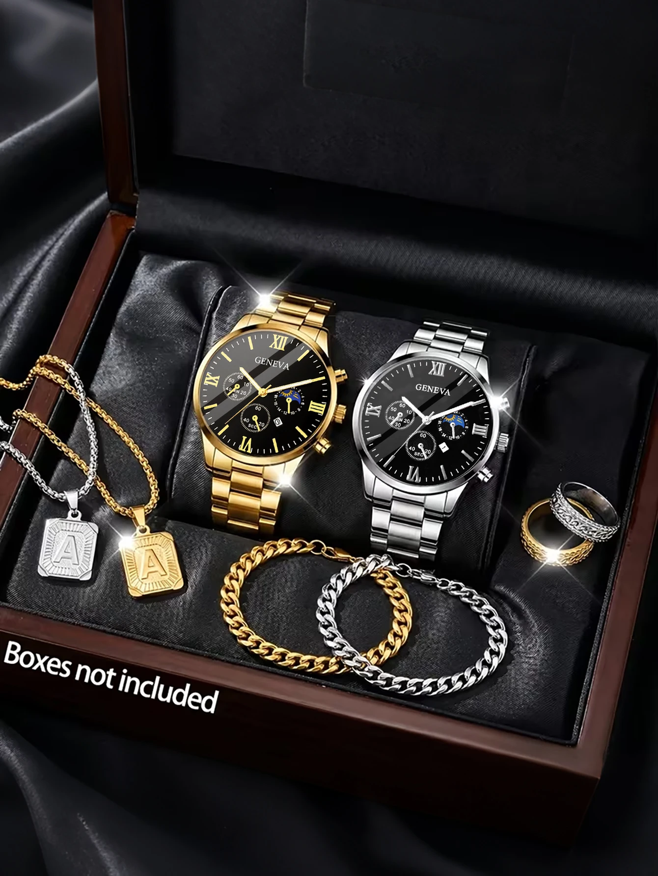 Smartwatch Ring Watches - Men's Trendy Quartz Watch Set with