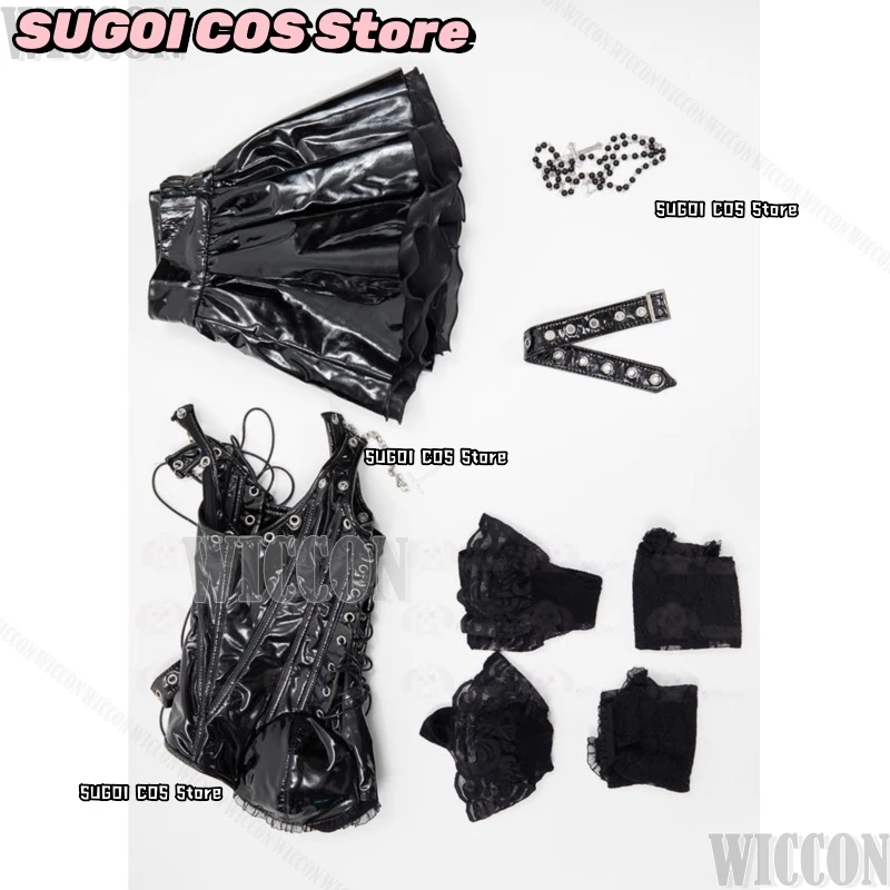 ملكة جمال ميسا القوطية فستان أسود تأثيري حلي الدانتيل متابعة مشد تنورة مع صافي جوارب الأكمام مجموعة أنيمي لعب الأدوار الدعاوى