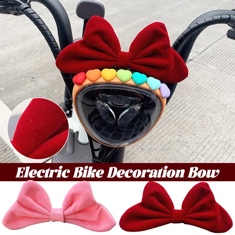 18x9cm Car Electric Bike Decoration Pink Bow Women\'s Scooter Motorcycle Accessories Cute Helmet Bow Ornaments Universal