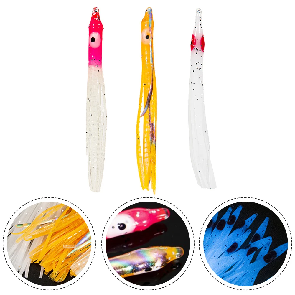 Professional 10Pc Glow Trolling Lure Set featuring Squid Skirt Octopus Soft Plastic Lures for Superior Performance