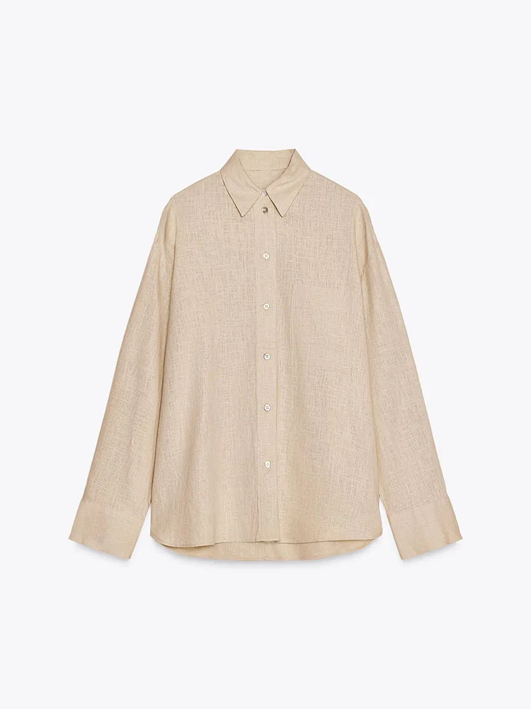 Frühling Neue Ankunft frauen irt Ele Single Button Lose Lange Sve drehen-unten Kragen Einfache Design Pendeln Sle reine Farbe
