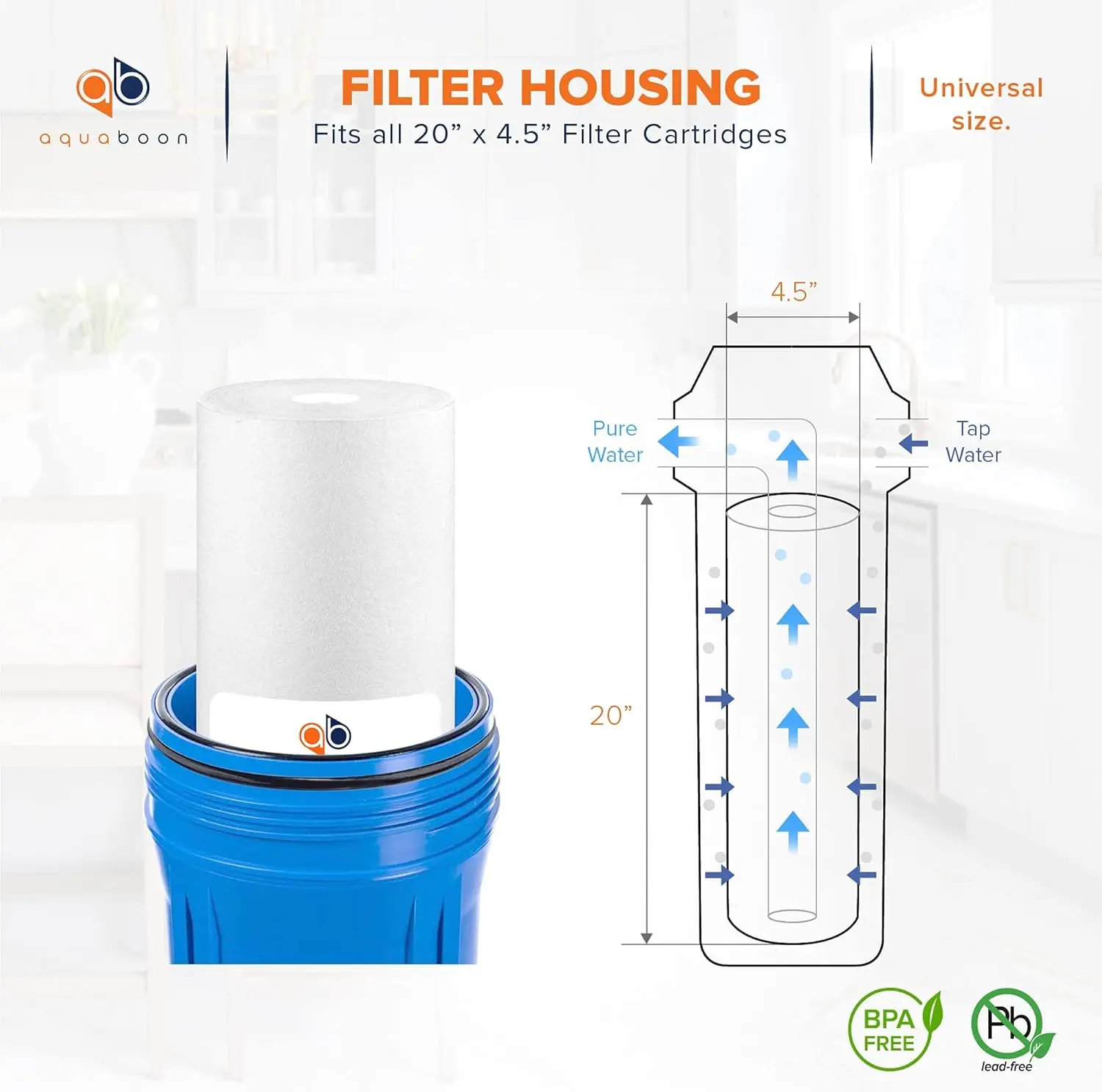 Whole House Sediment Filter Cartridge 20 inch Water Filter Replacement Compatible with DGD-5005-20, FP25B, AP810-2, 6-Pack