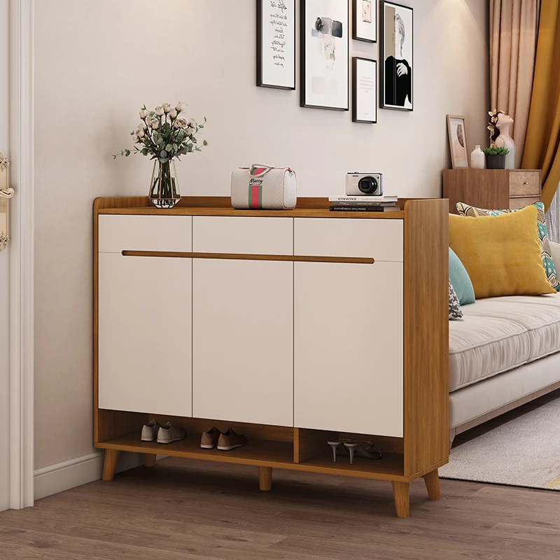 

Nordic home shoe cabinet home door simple modern large capacity new walnut into the door cabinet