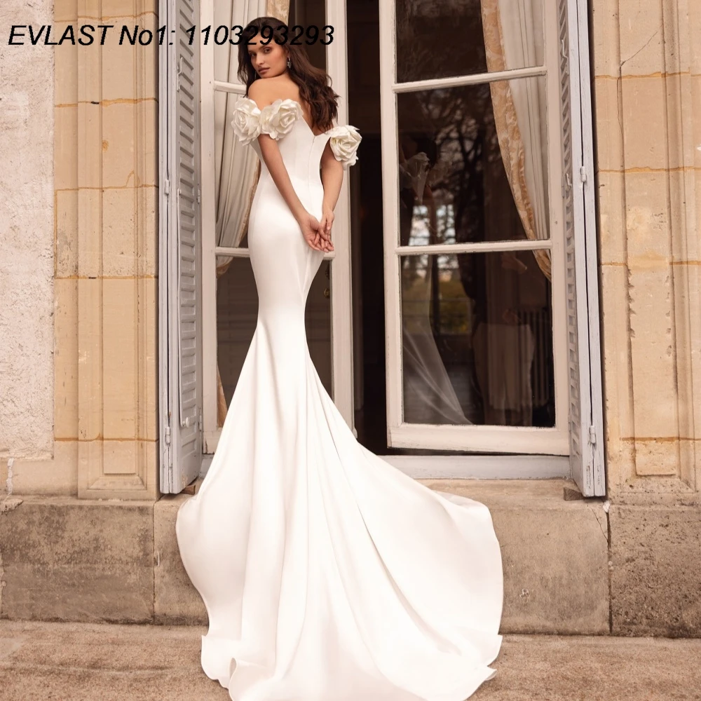 

EVLAST Customized Sparkly 2026 Mermaid Wedding Dress 3D Floral Shoulder Bridal Gown Vestidos De Novia Robe De Mariee TMD96