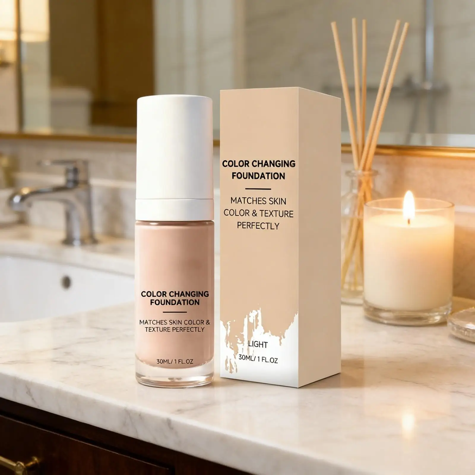 

Color Changing Foundation Mature Skin Improve Texture Nude Flawless Lightweight Full Coverage Foundation Waterproof Makeup 30ml