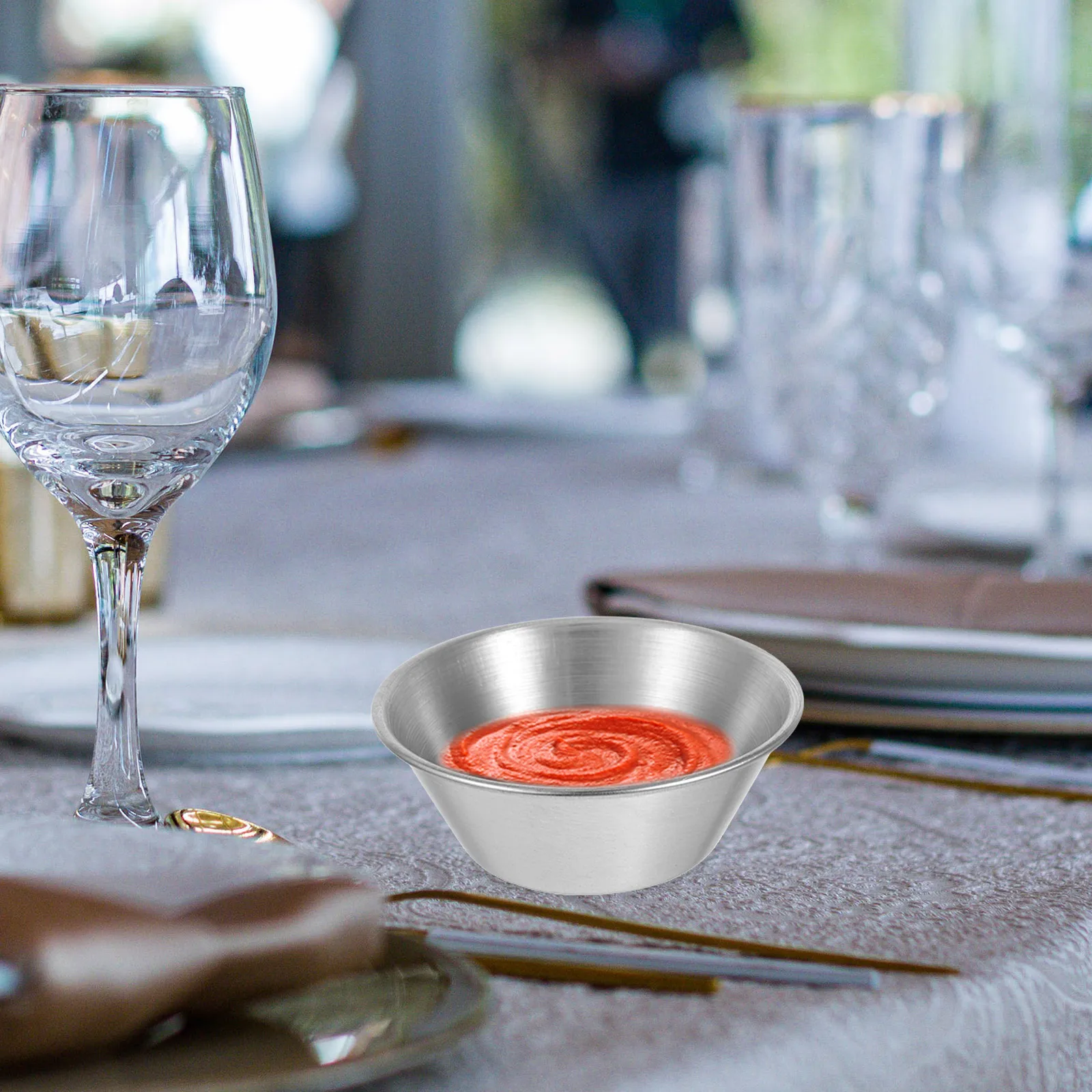 

Stainless Steel Sauce Cups Reusable Dipping Dish Condiment Small Plate for Kitchen Restaurant Home Use Elegant Wear Resistant