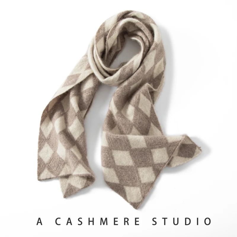 High Quality Pure Cashmere Plaid Long Scarf Unisex Winter Wrap Long Scarf Fashion Warm Cashmere Scarf For Men and Women