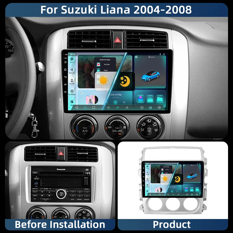 

Jundof Car Radio for Suzuki Liana 2004 - 2008 Car Radio Multimedia Video Player GPS Navigation 9 Inch Android 13 Stereo