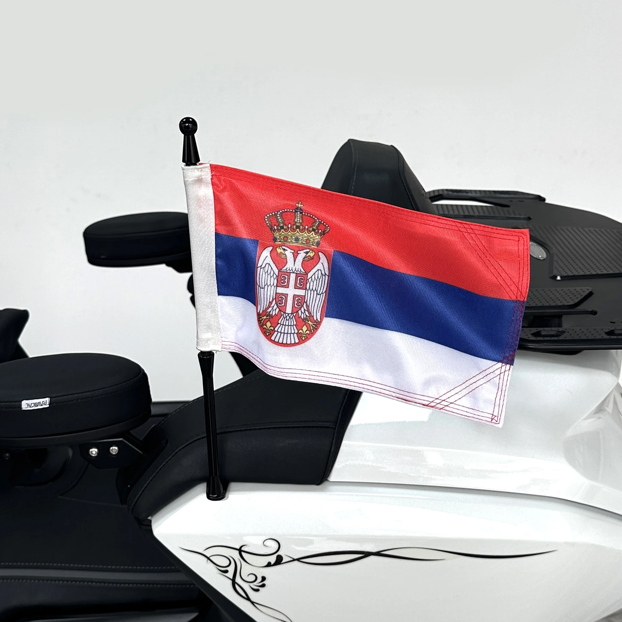 

Panical Serbia Passenger Rear Trunk Flag Set Flagpole Kit For Honda Gold Wing Tour GL1800 2018-2024