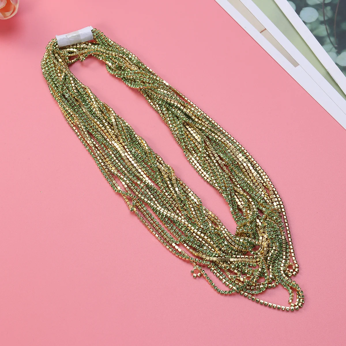 10M Crystal Rhinestone Chain Trim 2Mm Green Sparkly Glass Diy Jewelry Craft Wedding Dress Shoe Hat Sewing Rhinestone Chain For