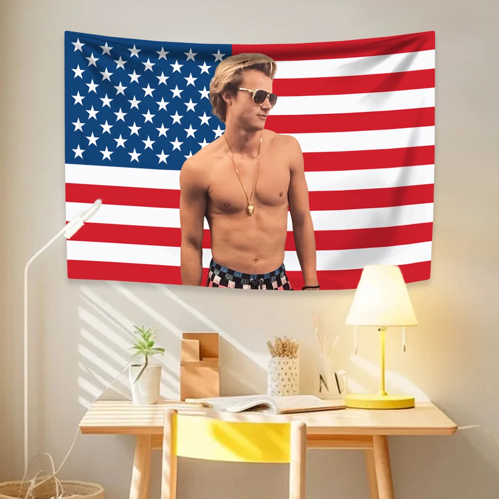 JJ Outerbanks نسيج Maybank العلم الأمريكي الجمالية ديكور المنزل الجدار الشنق غرفة نوم النوم خلفية راية غرفة ديكور #3