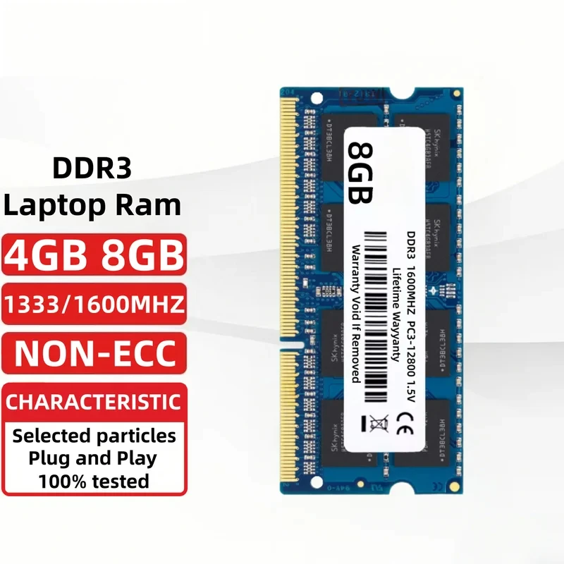 Laptop DDR3 Memory Ram 4GB 8GB SODIMM 1333Mhz 1600Mhz PC3-10600S PC3-12800S 204Pin 1.5V Non ECC Notebook RAM