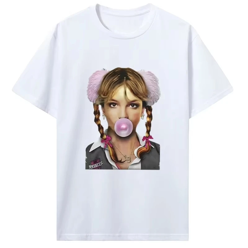 Camiseta gráfica de Singer Britney Spears Bubblegum para hombre y mujer, camisetas Vintage de alta calidad 100% de algodón de gran tamaño, ropa de calle