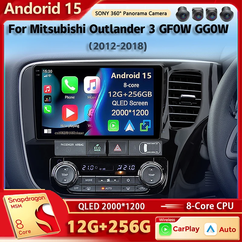 

Android 15 для Mitsubishi Outlander 3 GF0W GG0W 2012-2018 2K QLED стерео автомобильный радиоприемник мультимедийный видеоплеер GPS AI Voice CarPlay