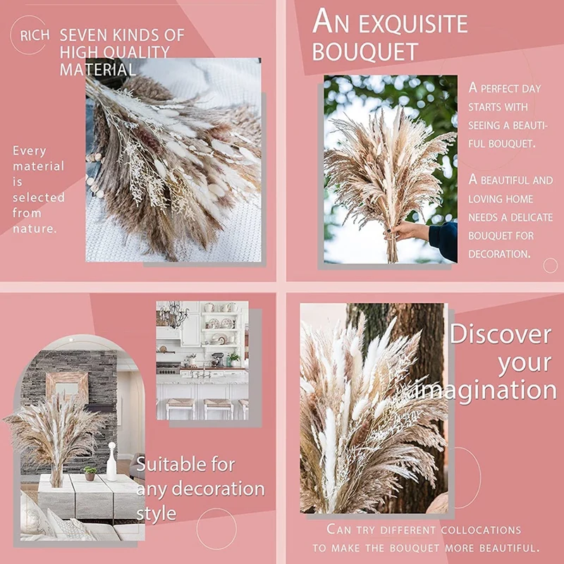 80PCS natural Pampas grass flower bouquet fireplace decoration reed dried flowers Valentine's Day to send love to friends