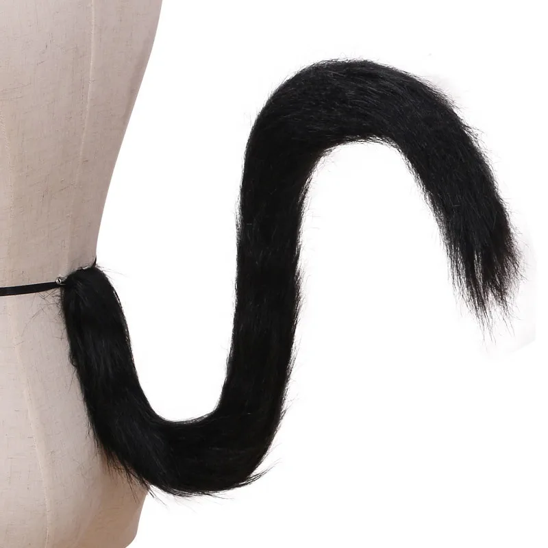 Coda di gatto Cosplay Cat Girl simulazione bestia coda fatta a mano con capelli lunghi concavi e convessi accessori per cameriera coda di gatto Prop