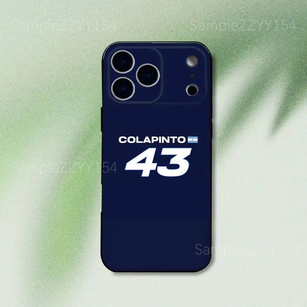 حافظة هاتف F-FrancoS 43 F1 C-Colapinto لهاتف iPhone 17,16,15,14,13,12,Pro,Max,Plus,E,SE4,Air,Mini Black Soft Funda