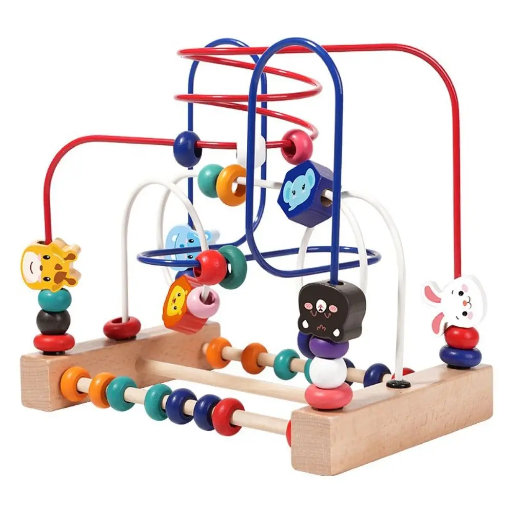 Wooden Wooden Beads Toys Colorful Interactive Design Early Education Toys Animals Shapes Counting Learning Bead Maze