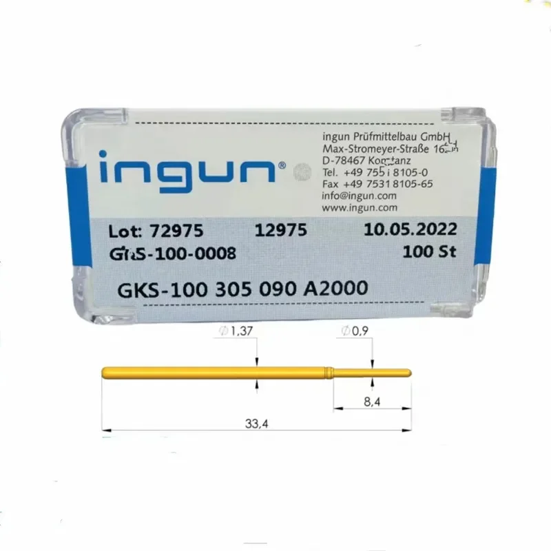 100PCS INGUN British Steel Needle GKS100 305 090 A2000/A3000 Small Round Head 1.36mm Spring Test Pin ICT Test