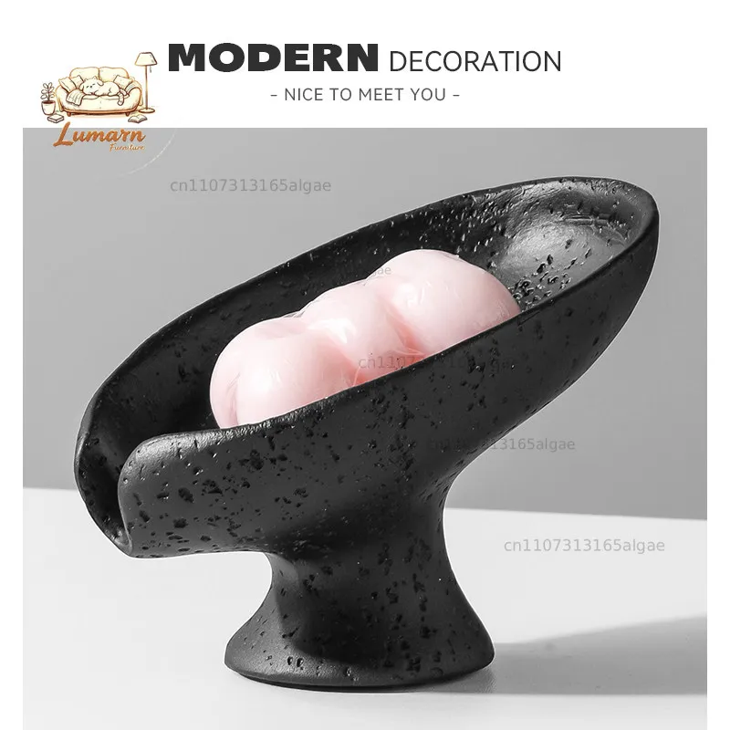 Travertine Lotus Leaf Soap Box Soap Box Shelf Household Drain  Dish Premium Light Luxury