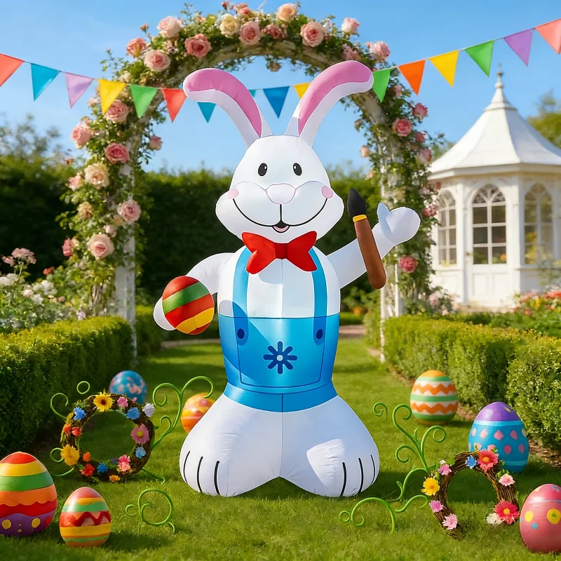 

Пасхальный праздник DIY надувное украшение 1,8 м/5,9 футов кролик обнимающие яйца модель светодиодный светильник орнамент для наружного сада и двора