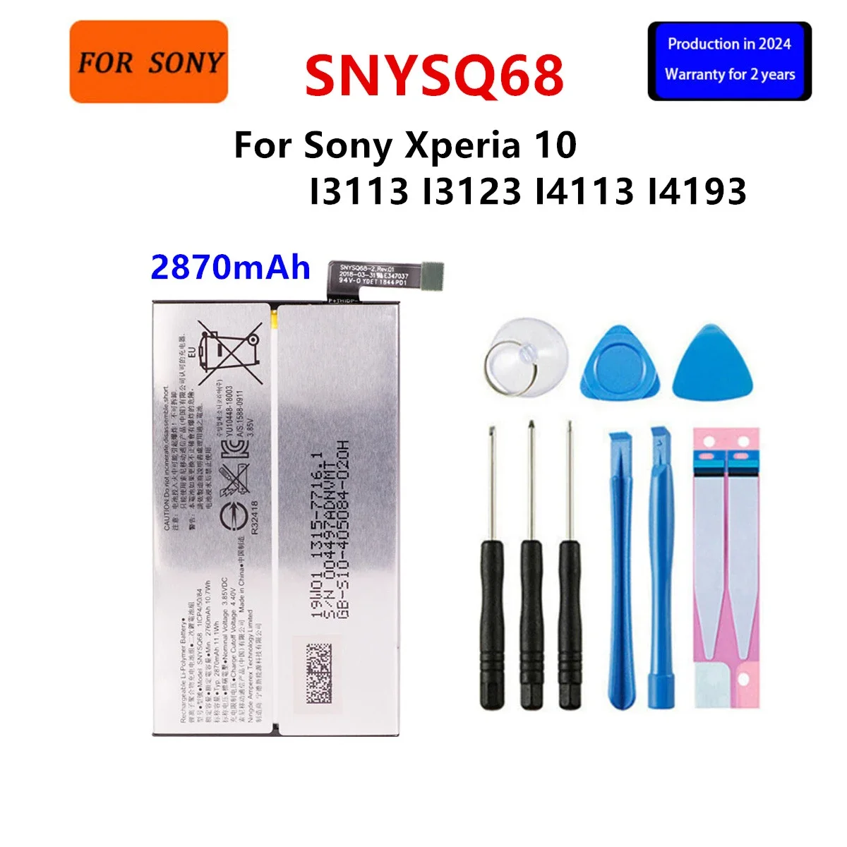 100% Orginal SNYSQ68 2870mAh Battery For Sony Xperia 10 I3113 I3123 I4113 I4193 Mobile Phone Batteries +Tools