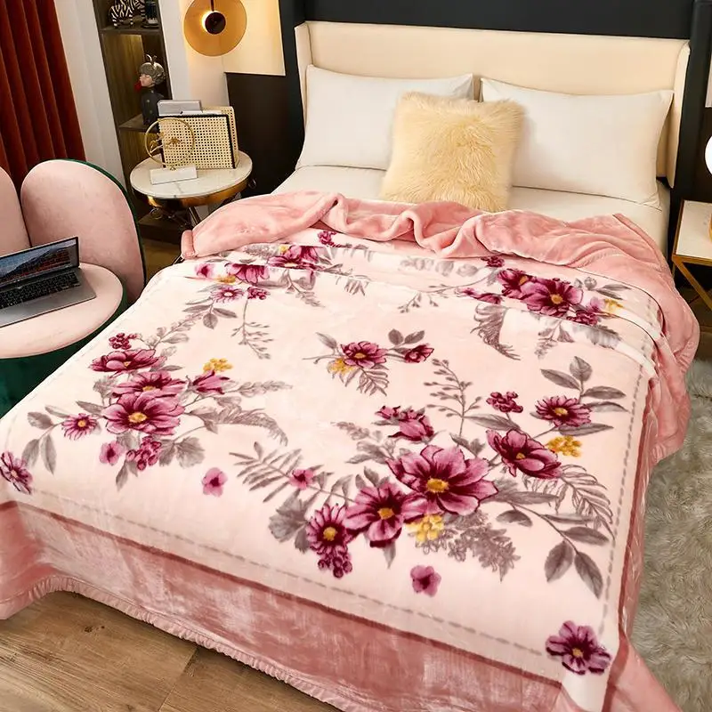 European Style Warm Raschel Blanket for Winter High End Soft Thicken Warmth Weighted Blanket Double Side Flocked Comforter Duvet