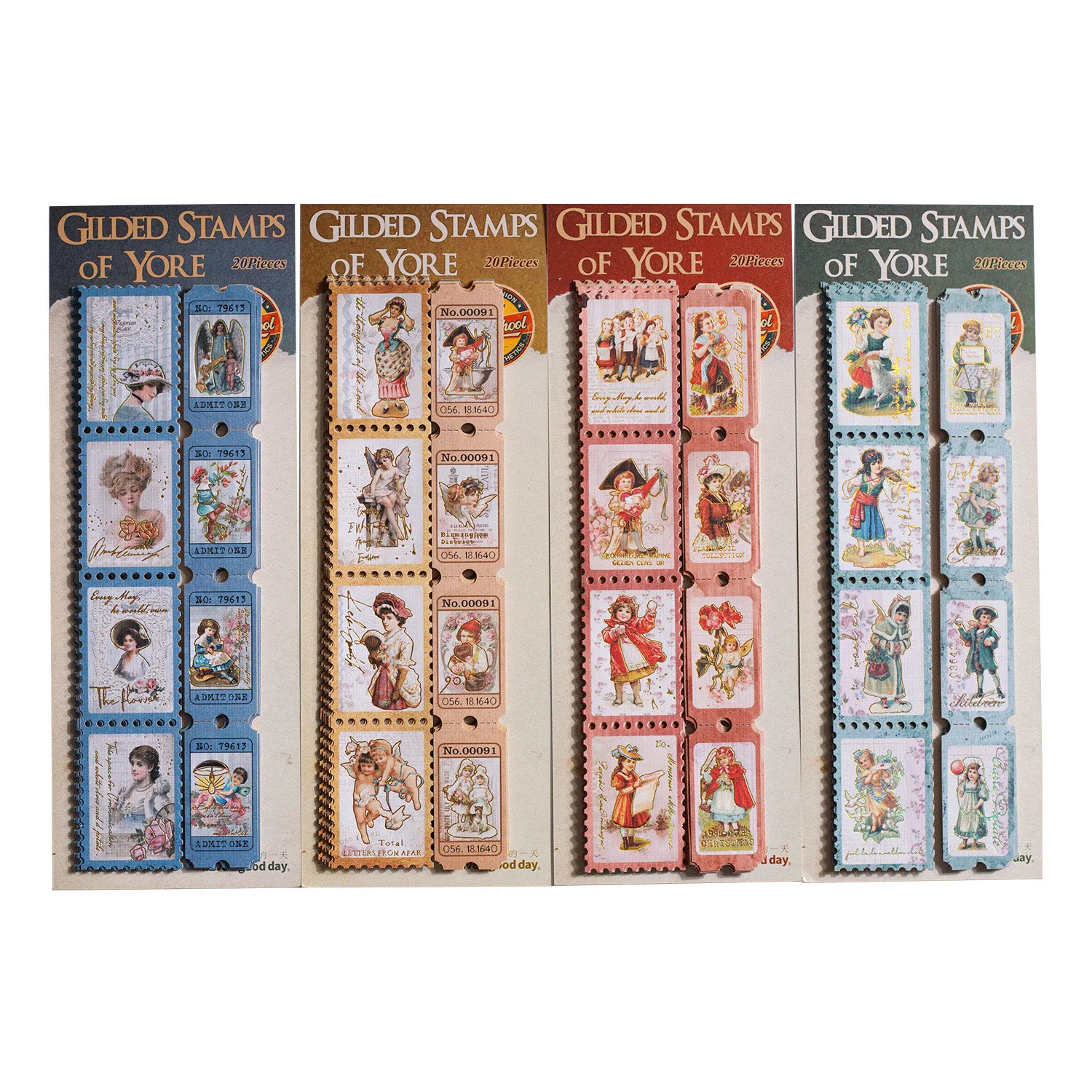 24sets/1lot Kawaii Scrapbook Stickers Gilded old ticket Junk Journal Gold Planner Stationery Decorative