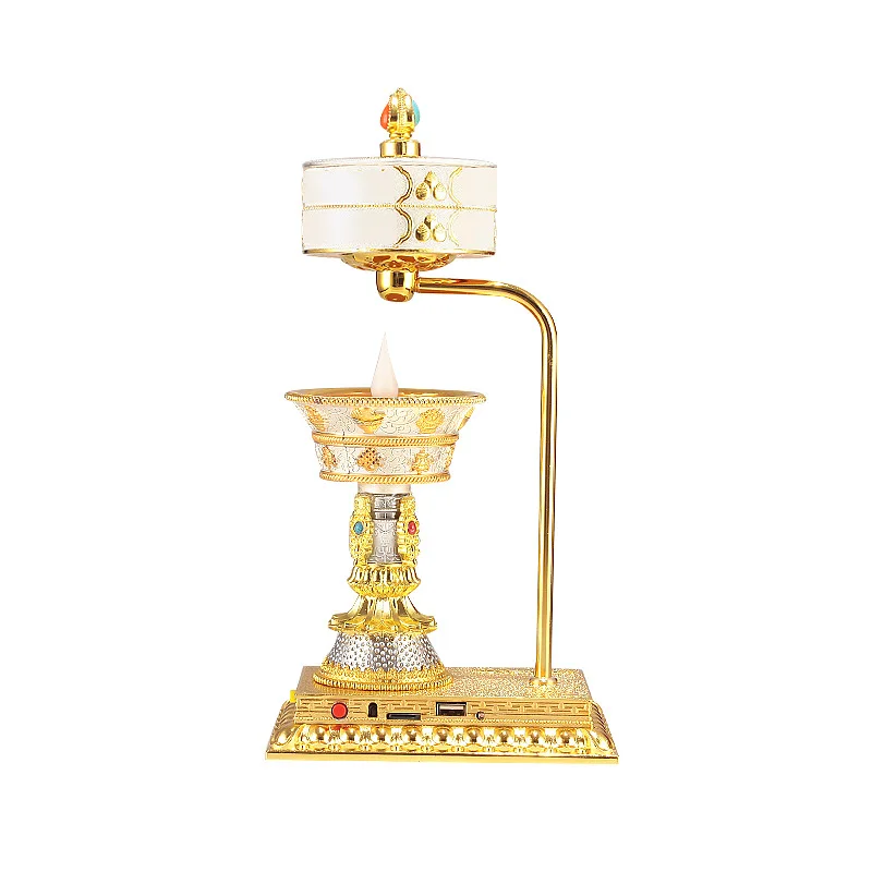Xizang Electronic Charging Ghee Light Fire Rotating Wheel Xizang Home Simulation Light Emitting Diode Lamp Ornament