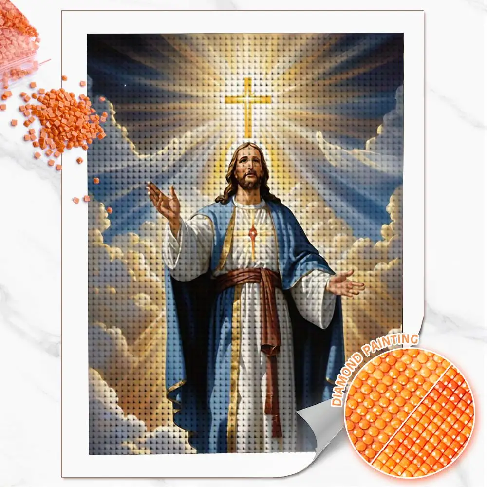 Huacan DIY Diamantmalerei Jesus Diamantstickerei Religiöses Porträt Komplettes Set Bild aus Strasssteinen