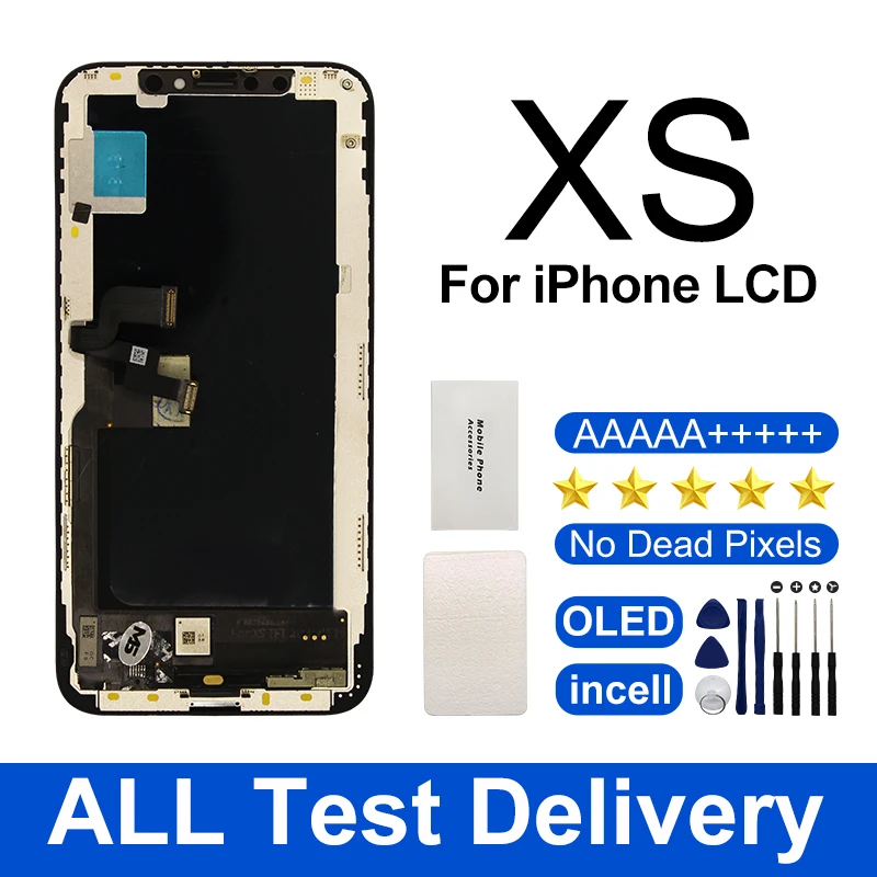 AAA+++ OLED LCD For iPhone XS Display With 3D Touch Digitizer Assembly No Dead Pixel For XS LCD Screen Replacement Display