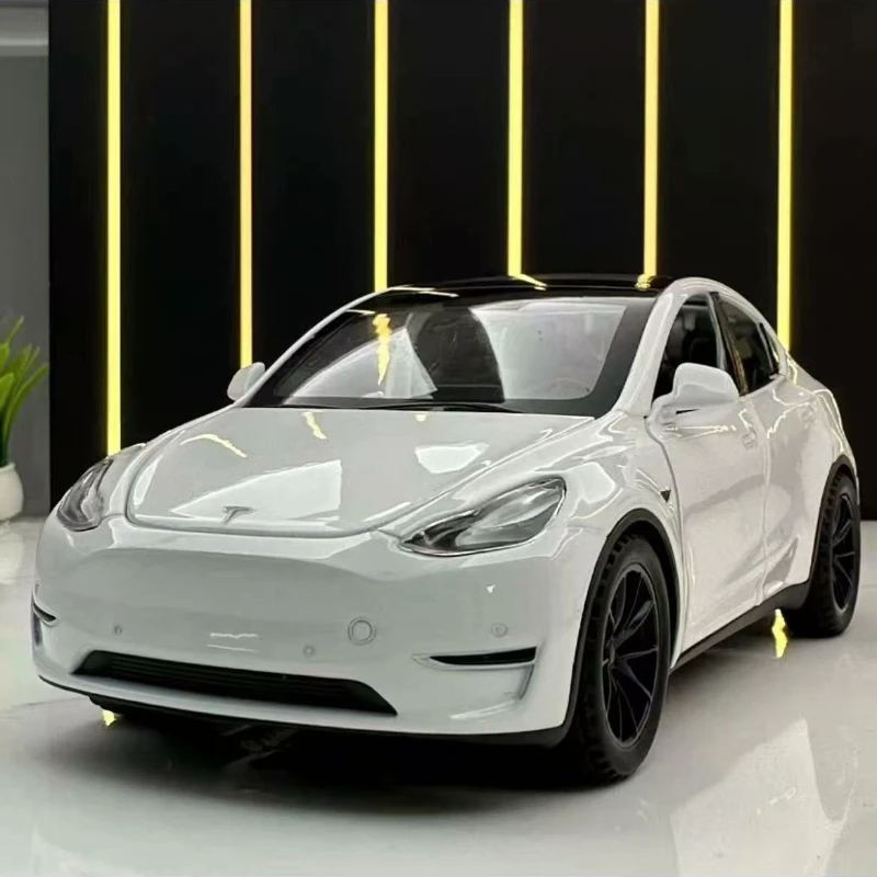 1:32 Tesla Model Y Pull Back Sound and Light Simulation Alloy Car Model Children's Toy Car Ornament Alloy Car Model