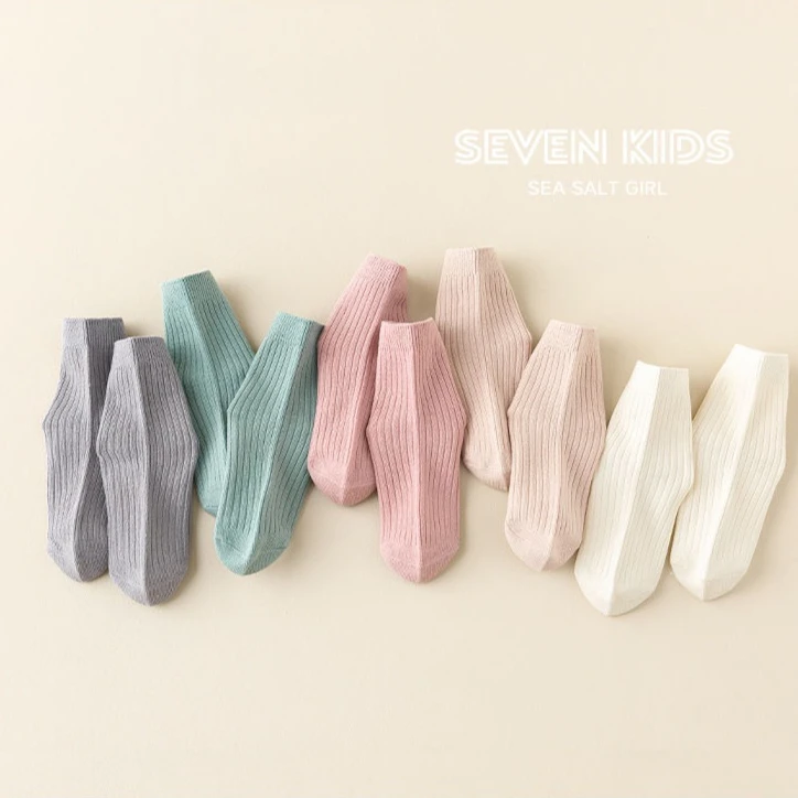 جوارب بناتي بإبرة مزدوجة بلون الحلوى من القطن الممشط بلون سادة للخريف والشتاء جوارب للأطفال للأطفال من سن 1 إلى 12 سنة #5