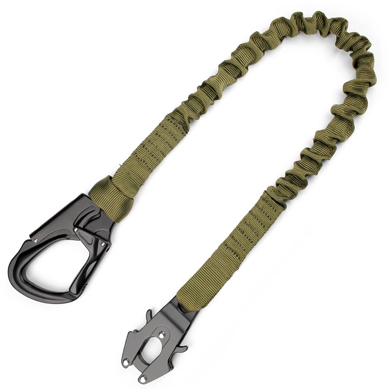 Tactical Lanyard Elastic Safety Belt Buckle Double Head Suspension Safety Rope