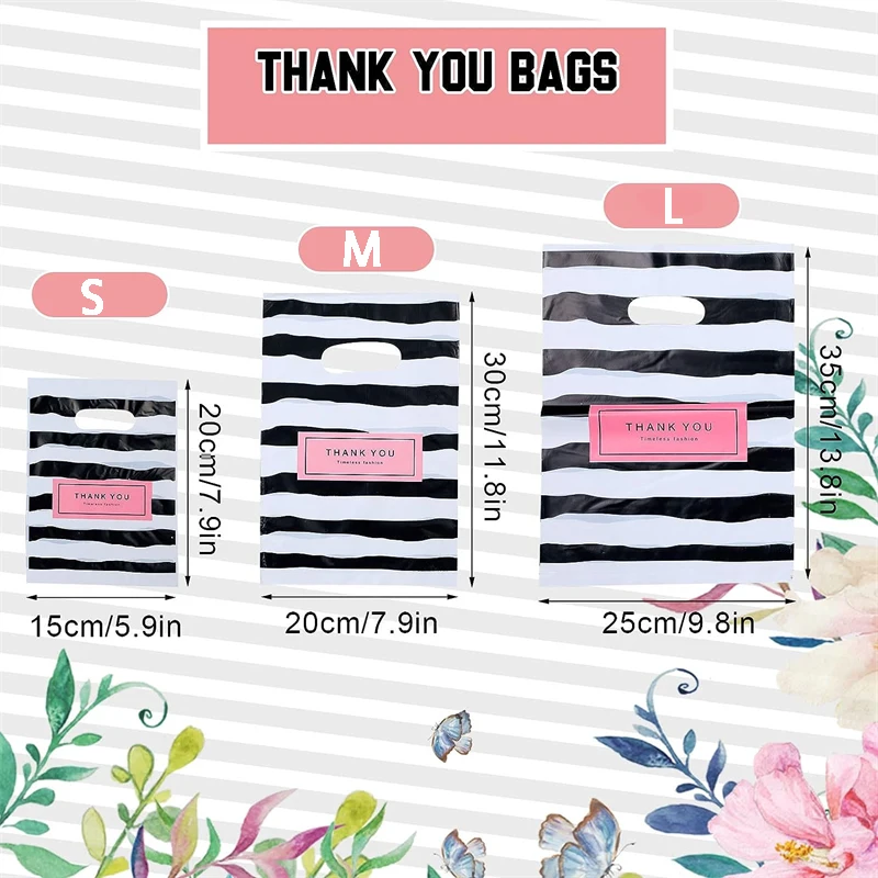 100pcs Thicken Plastic Bag Shopping Business Packaging Bag Poly Tote Bag Gift Tote Pouch Clothing Store Handbag Free Shipping