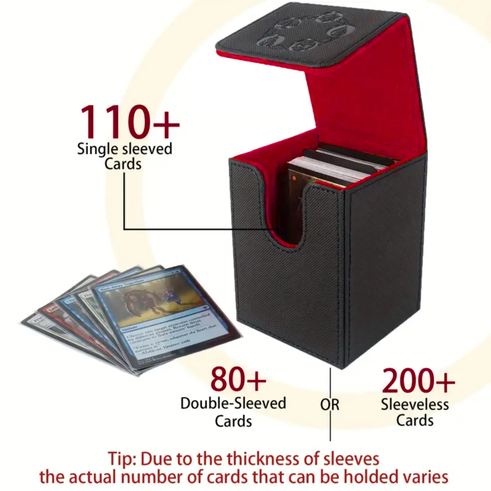 Karten-Deck-Box, Copyrighted-Design, passend für mehr als 100 Karten mit einem Ärmeln, Kartenbox aus PU-Leder mit Magnetverschluss für TCG-Karten – Detail 3