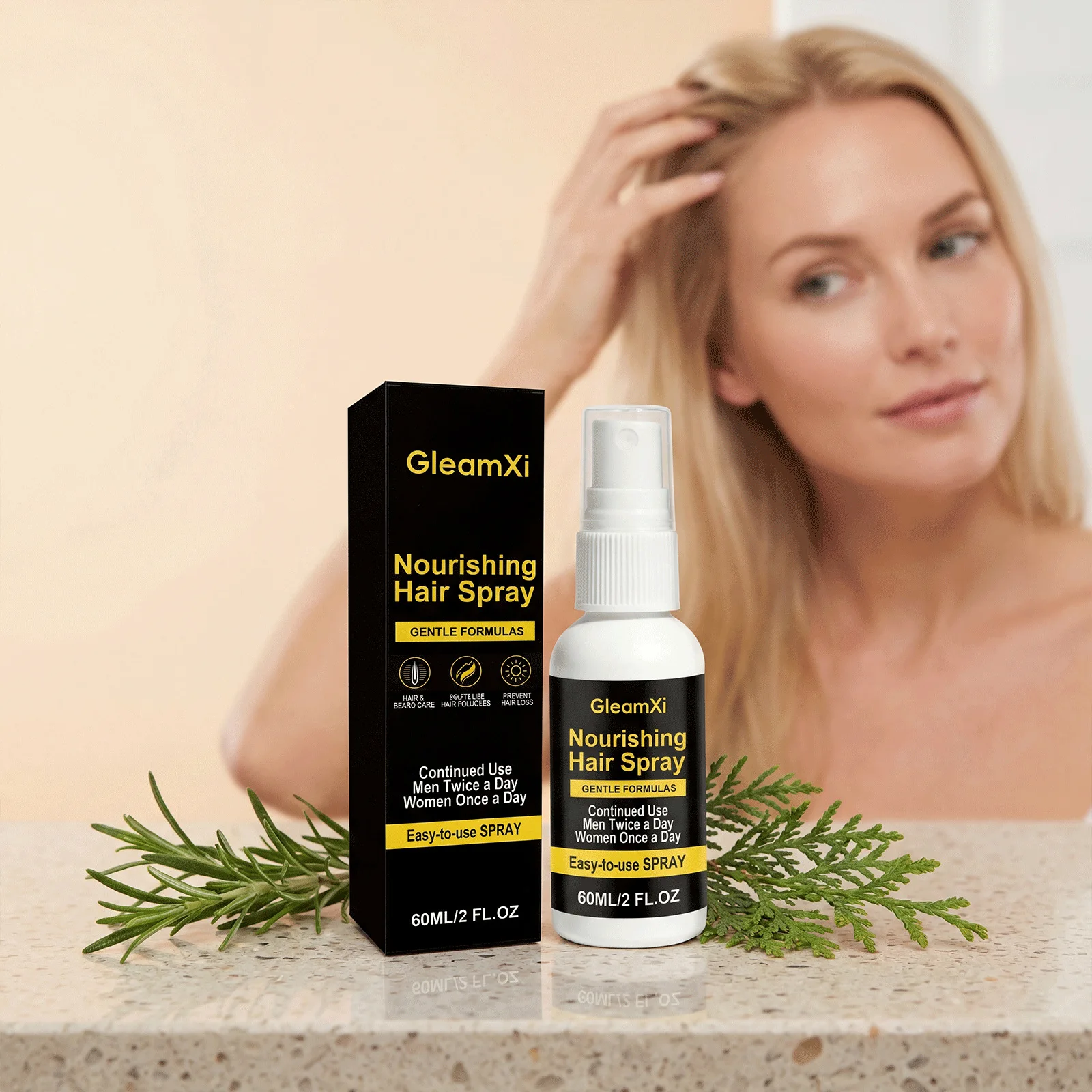 Gleamxi Hair Growth Spray Nourishing Follicle Treatment Prevent Thinning Repair Damaged Beard Growth Oil Anti Hair Loss Serum