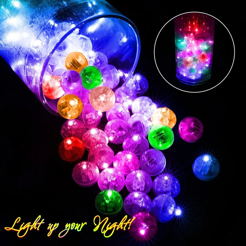 Balloon LED Luminous Lamps Flash Light Bar Lantern Mini Ball Lights Round Bullet Night Light 10-50 PCS Christmas Wedding Decor