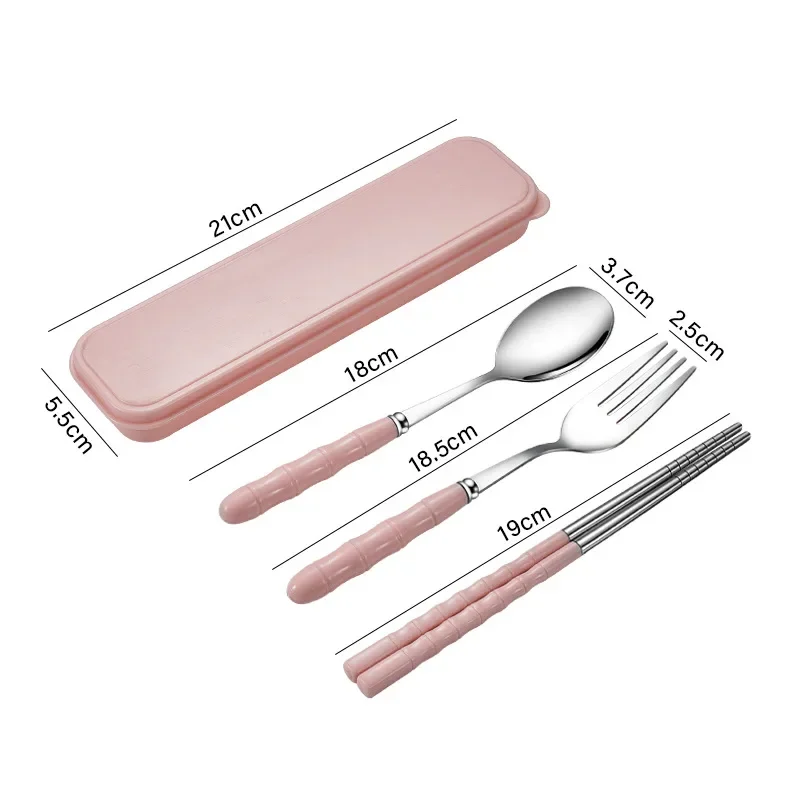 Stainless Steel Portable Student Tableware Outdoor Travel lunch Box Three-Piece Spoon Fork Chopsticks Set Adult Gift Cutler
