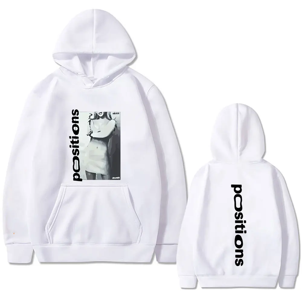 Singer Ariana Grande Positions Double Sided Print Hoodie Male Fashion Casual Loose Sweatshirt Men Women Vintage Pullover Hoodies
